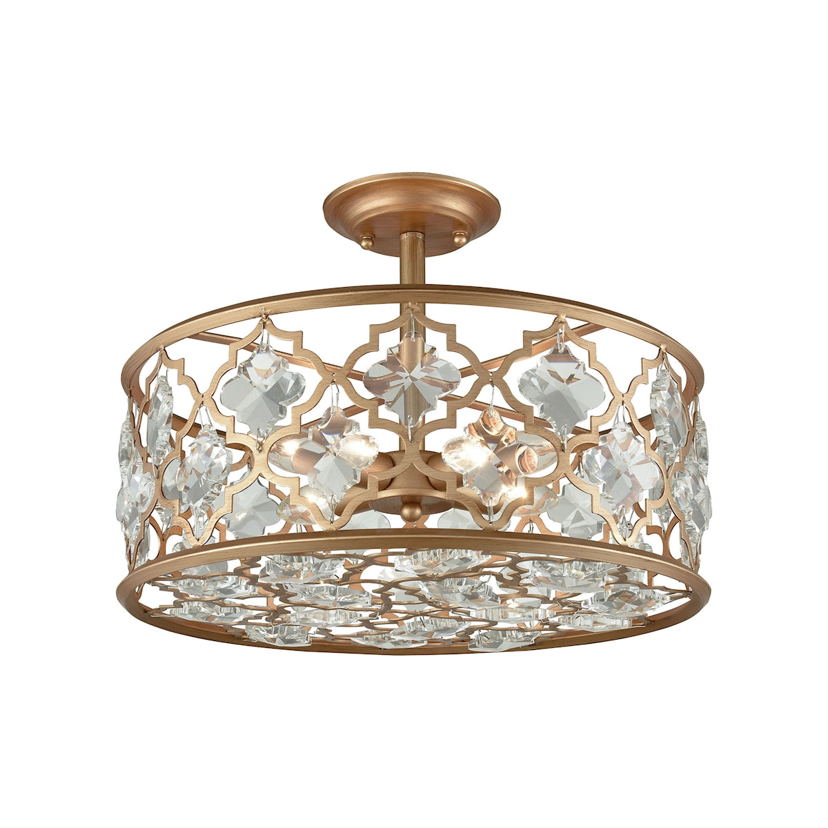 ELK Lighting 32092/4 Armand 4-Light Semi Flush in Matte Gold with Clear Crystals