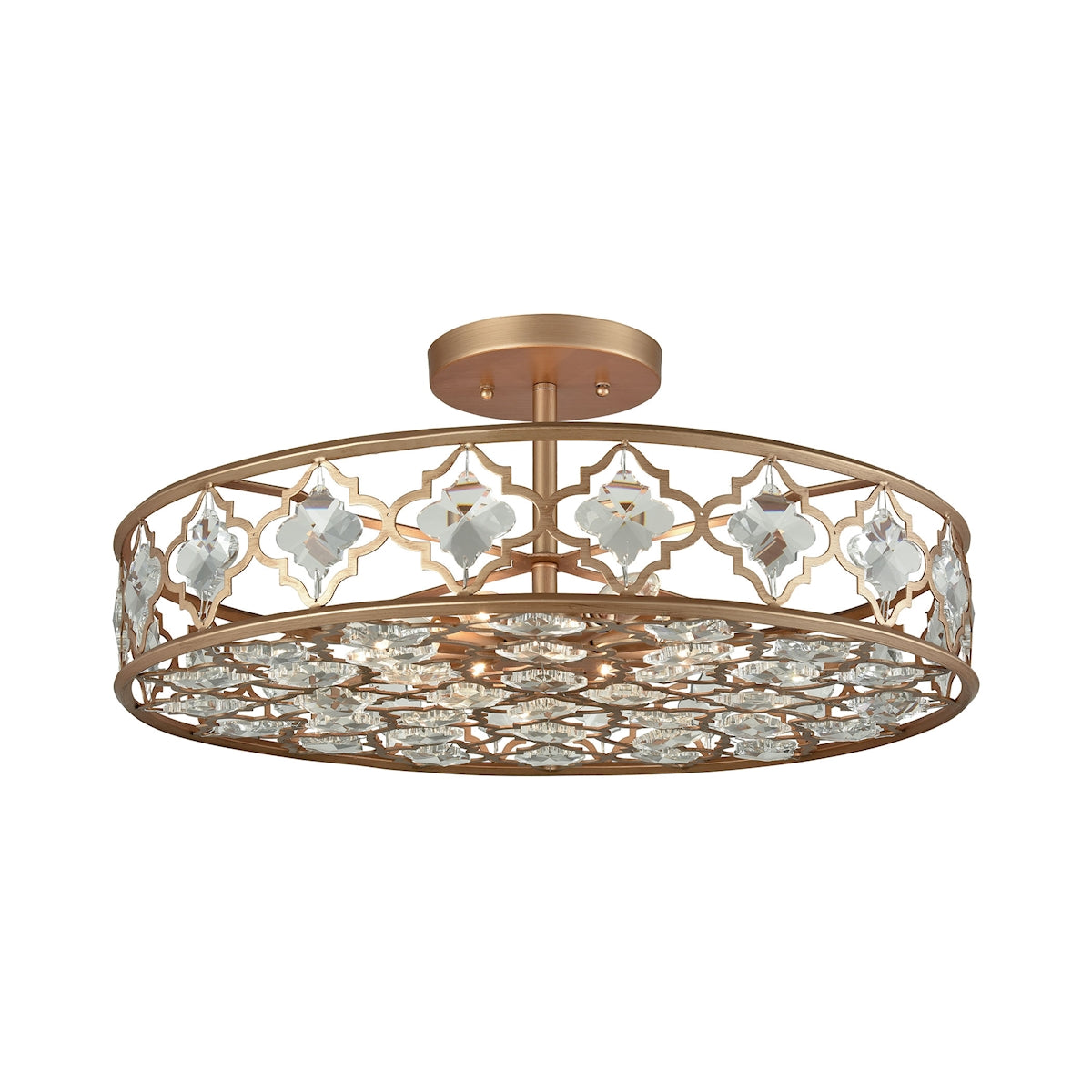 ELK Lighting 32093/8 Armand 8-Light Semi Flush in Matte Gold with Clear Crystals