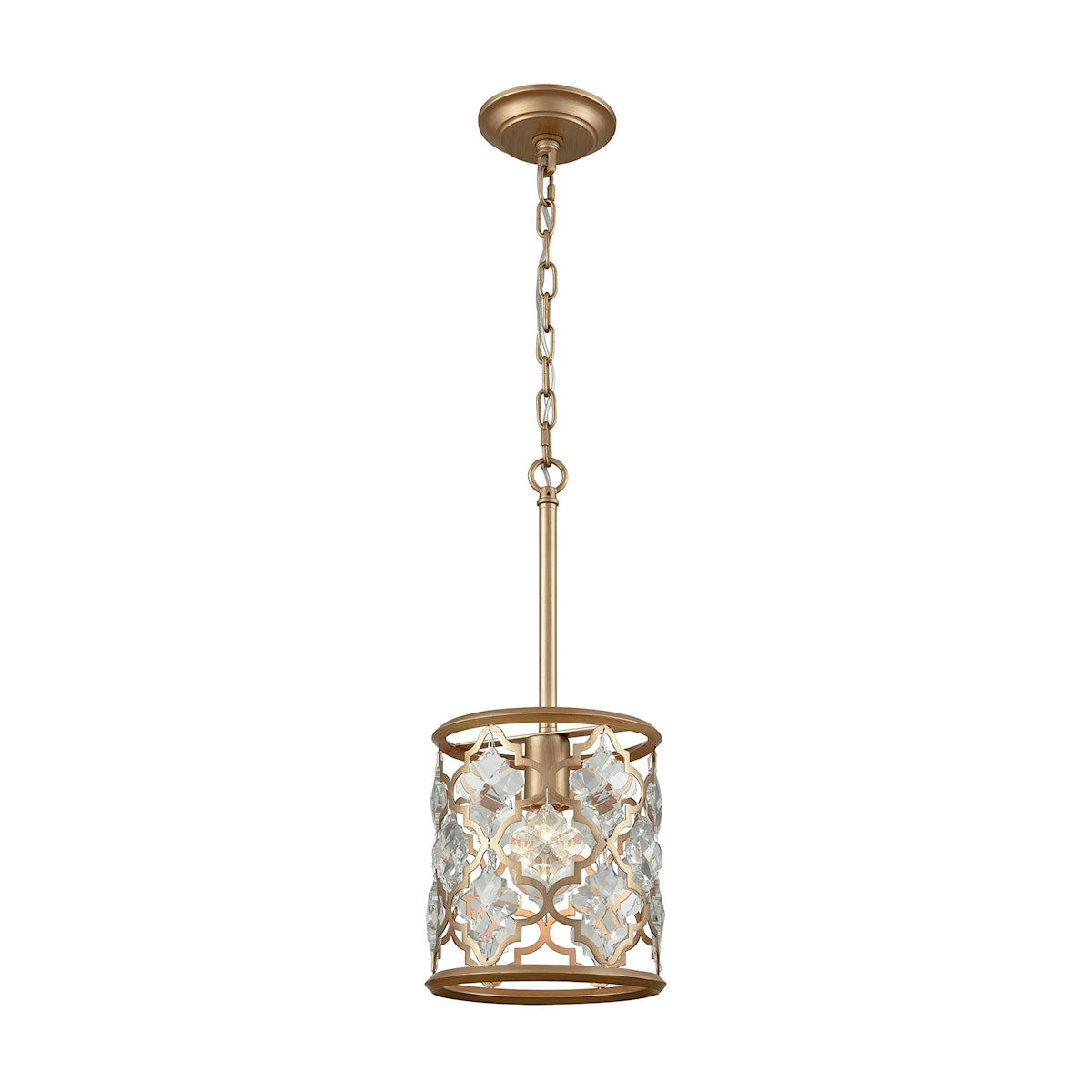 ELK Lighting 32094/1 Armand 1-Light Mini Pendant in Matte Gold with Clear Crystals