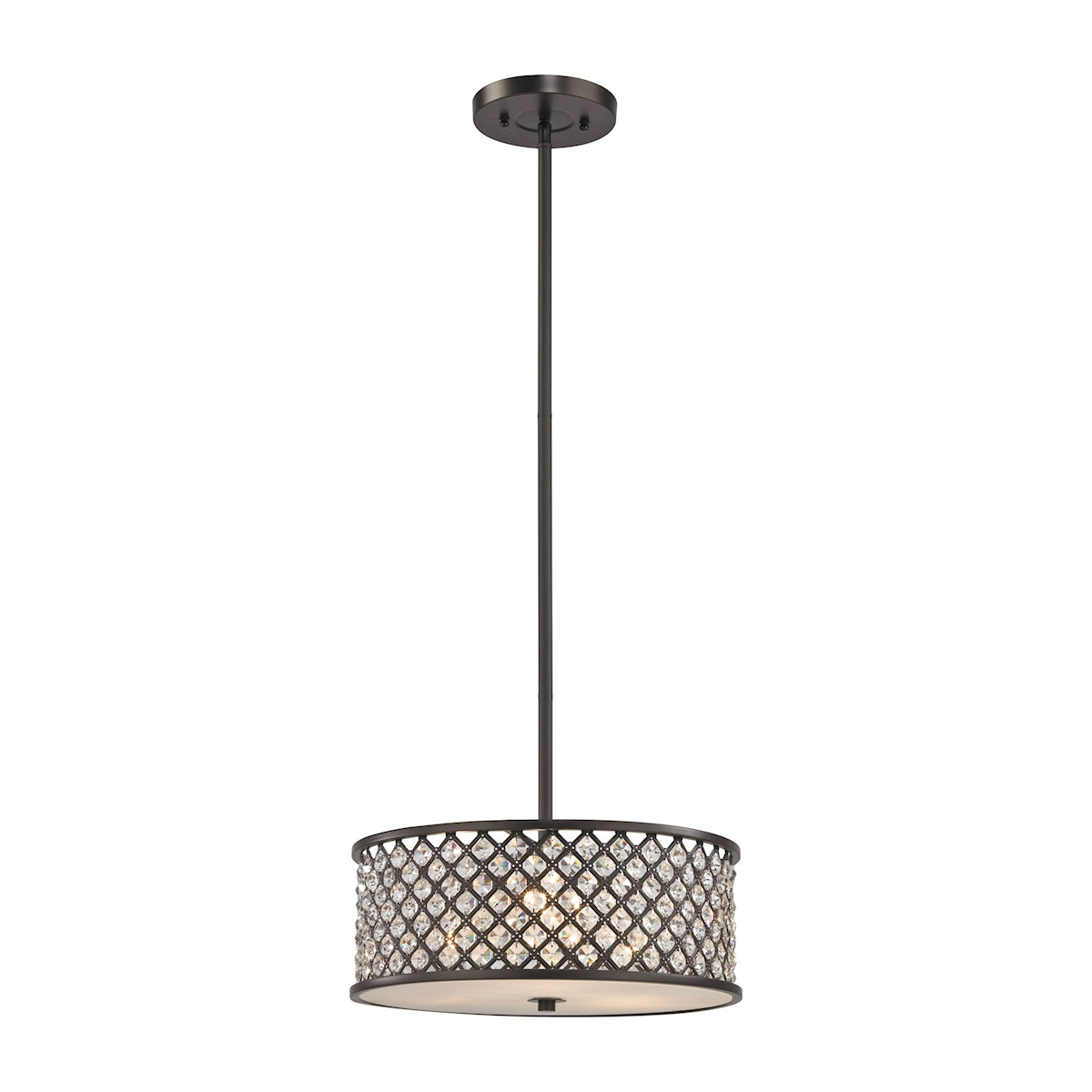 ELK Lighting 32104/3 Genevieve 3-Light Chandelier in Oil Rubbed Bronze with Crystal and Mesh Shade