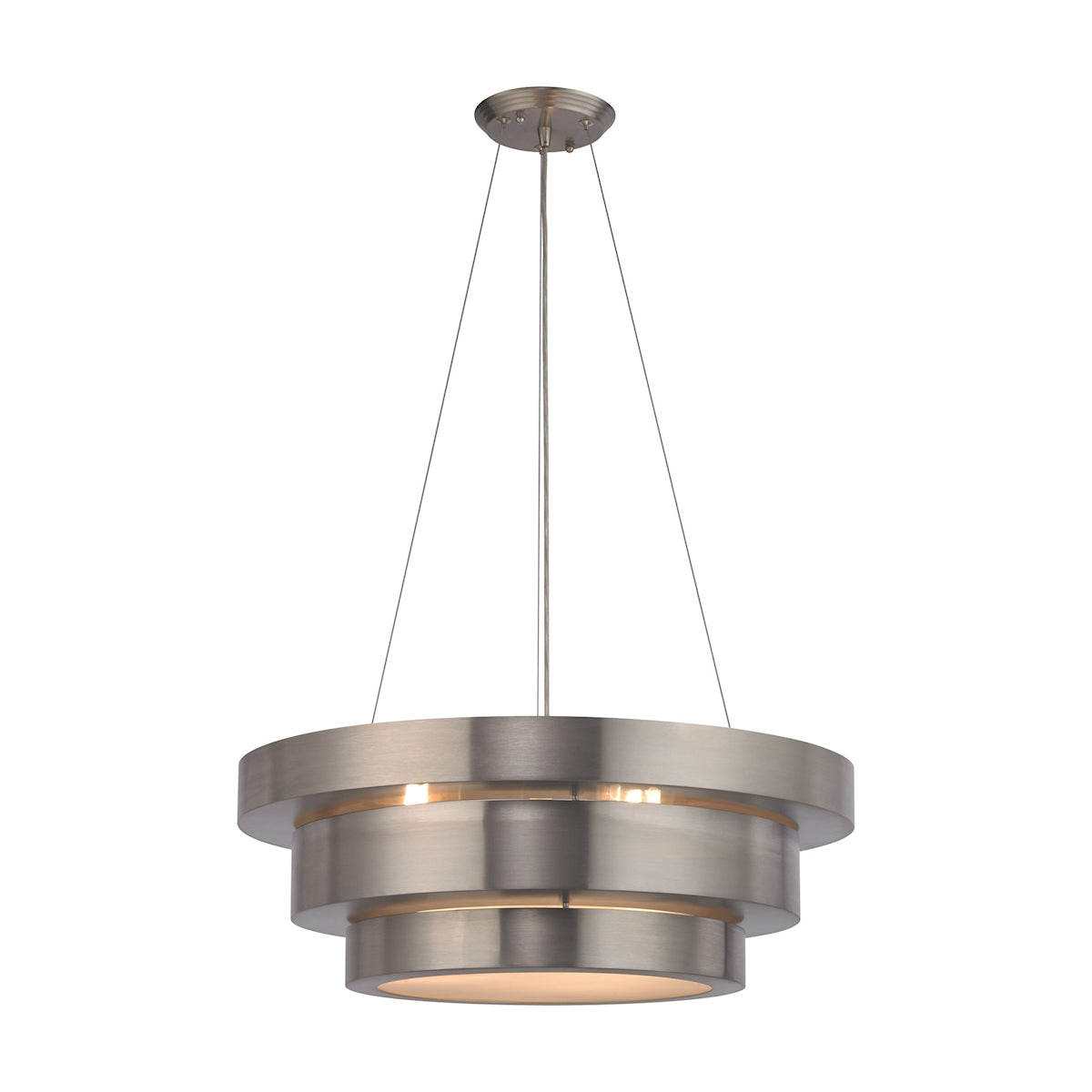ELK Lighting 32225/3 Layers 3-Light Chandelier in Brushed Stainless with Frosted Glass Diffuser