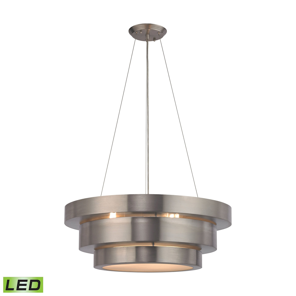 ELK Lighting 32225/3-LED Layers 3-Light Chandelier in Brushed Stainless with Frosted Glass Diffuser - Includes LED Bulbs