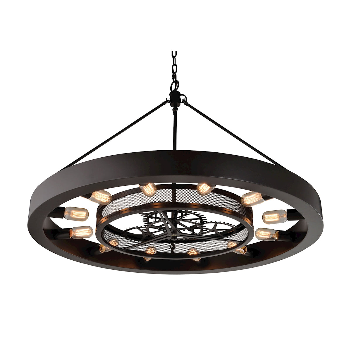 ELK Lighting 32237/12 Chronology 12-Light Chandelier in Oil Rubbed Bronze with Clear Glass Diffuser