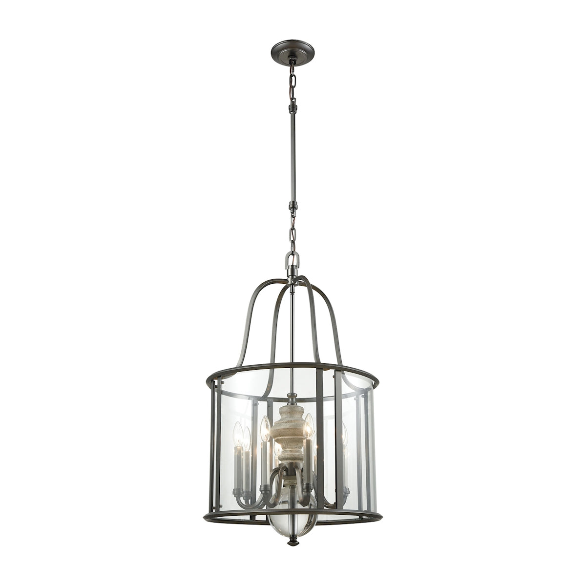ELK Lighting 32312/8 Neo Classica 8-Light Chandelier in Aged Black Nickel with Weathered Birch and Clear Crystal