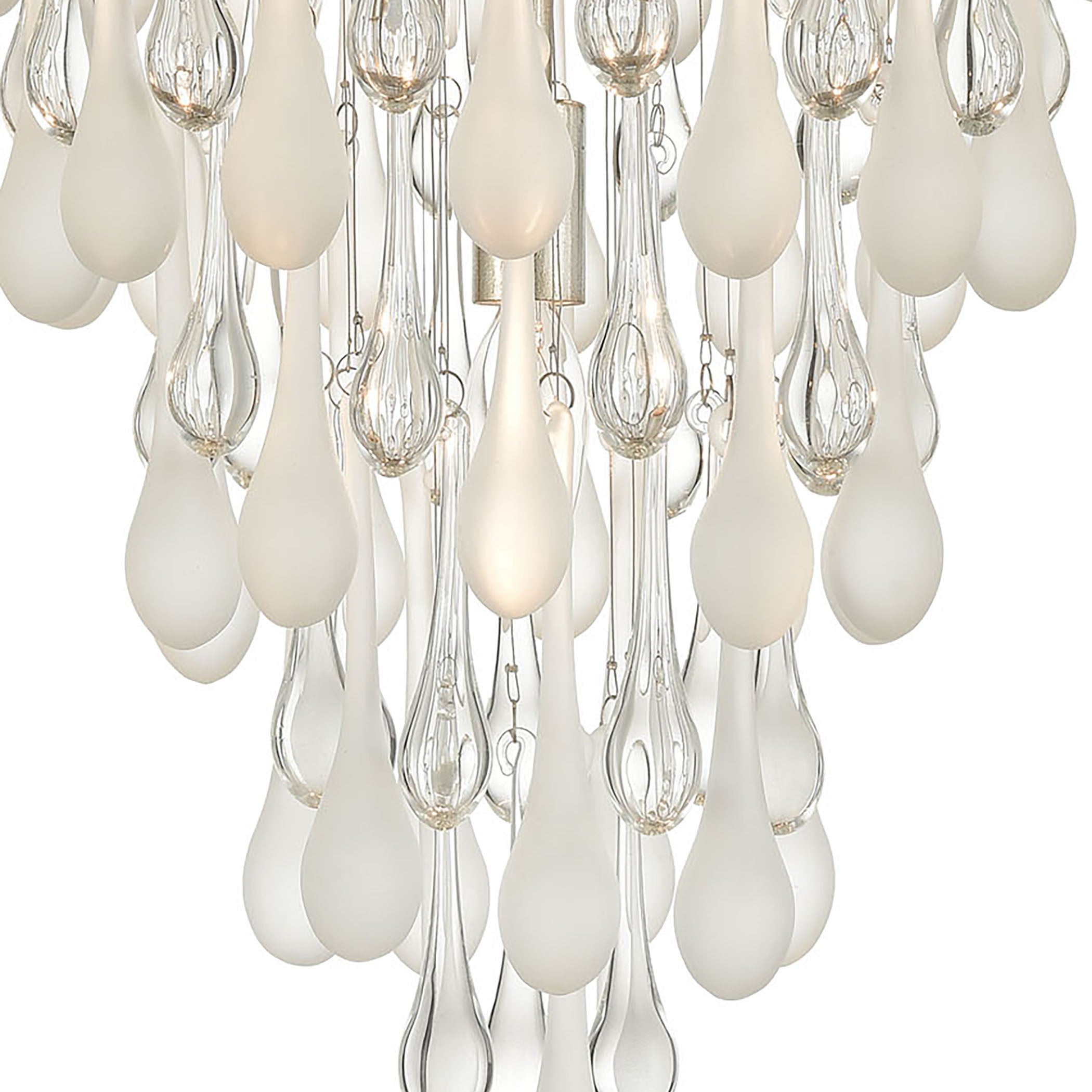 ELK Lighting 32341/4 Morning Frost 4-Light Flush Mount in Silver Leaf with Clear and Frosted Glass Drops