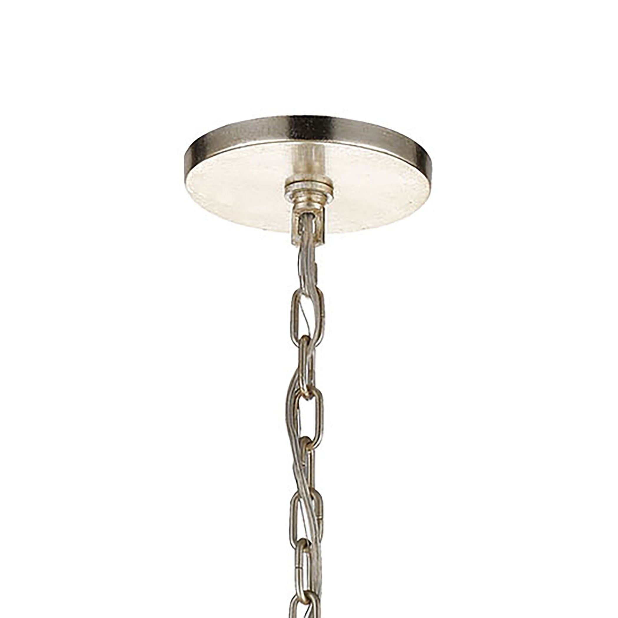 ELK Lighting 32342/5 Morning Frost 5-Light Chandelier in Silver Leaf with Clear and Frosted Glass Drops