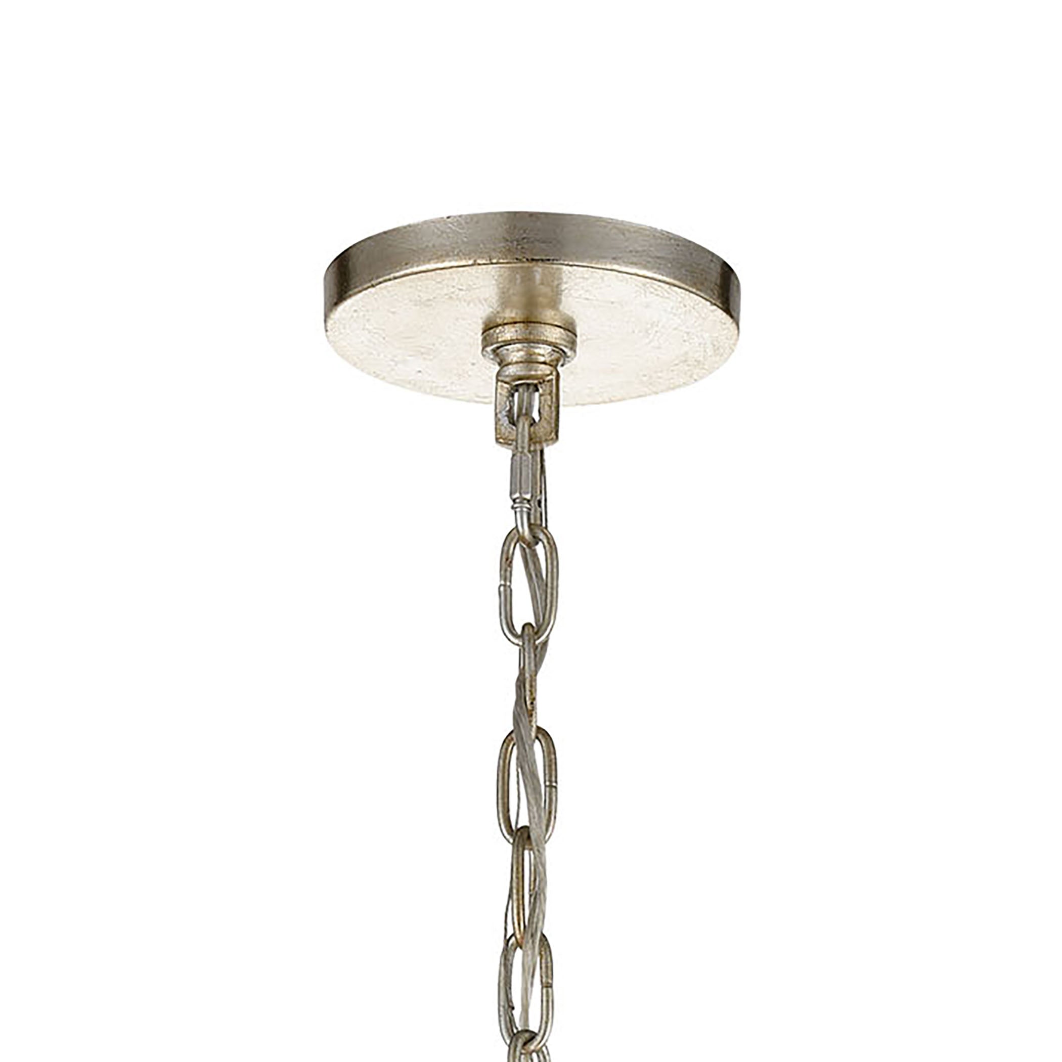 ELK Lighting 32344/1 Morning Frost 1-Light Mini Pendant in Silver Leaf with Clear and Frosted Glass Drops
