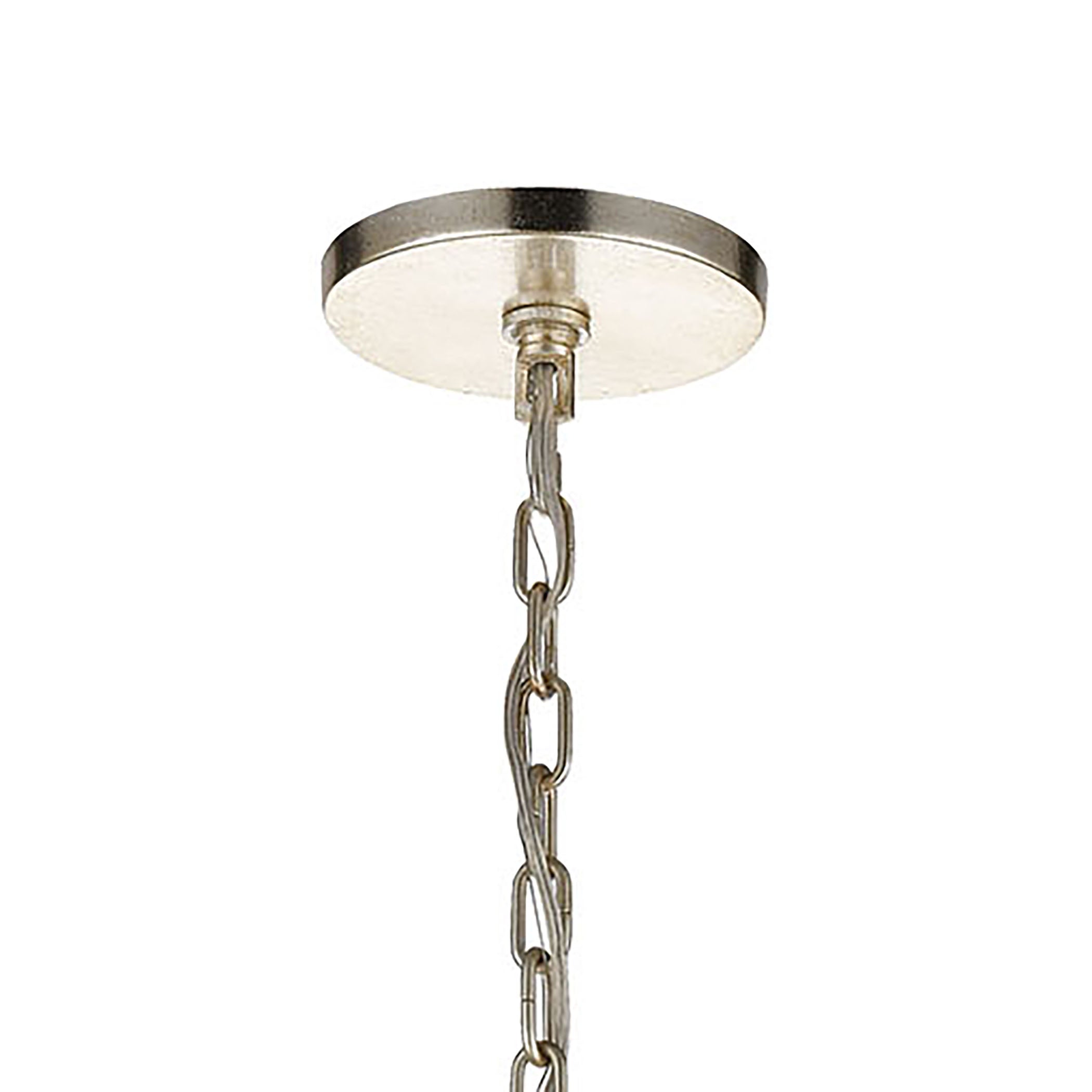 ELK Lighting 32345/7 Morning Frost 7-Light Chandelier in Silver Leaf with Clear and Frosted Glass Drops