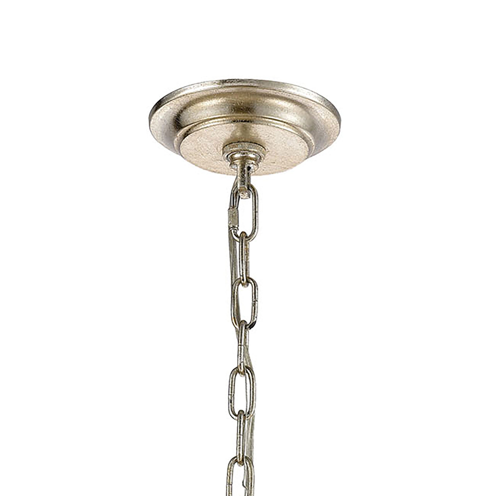 ELK Lighting 32432/1 Winterlude 1-Light Mini Pendant in Silver Leaf with Clear and Encased White Hand Formed Glass