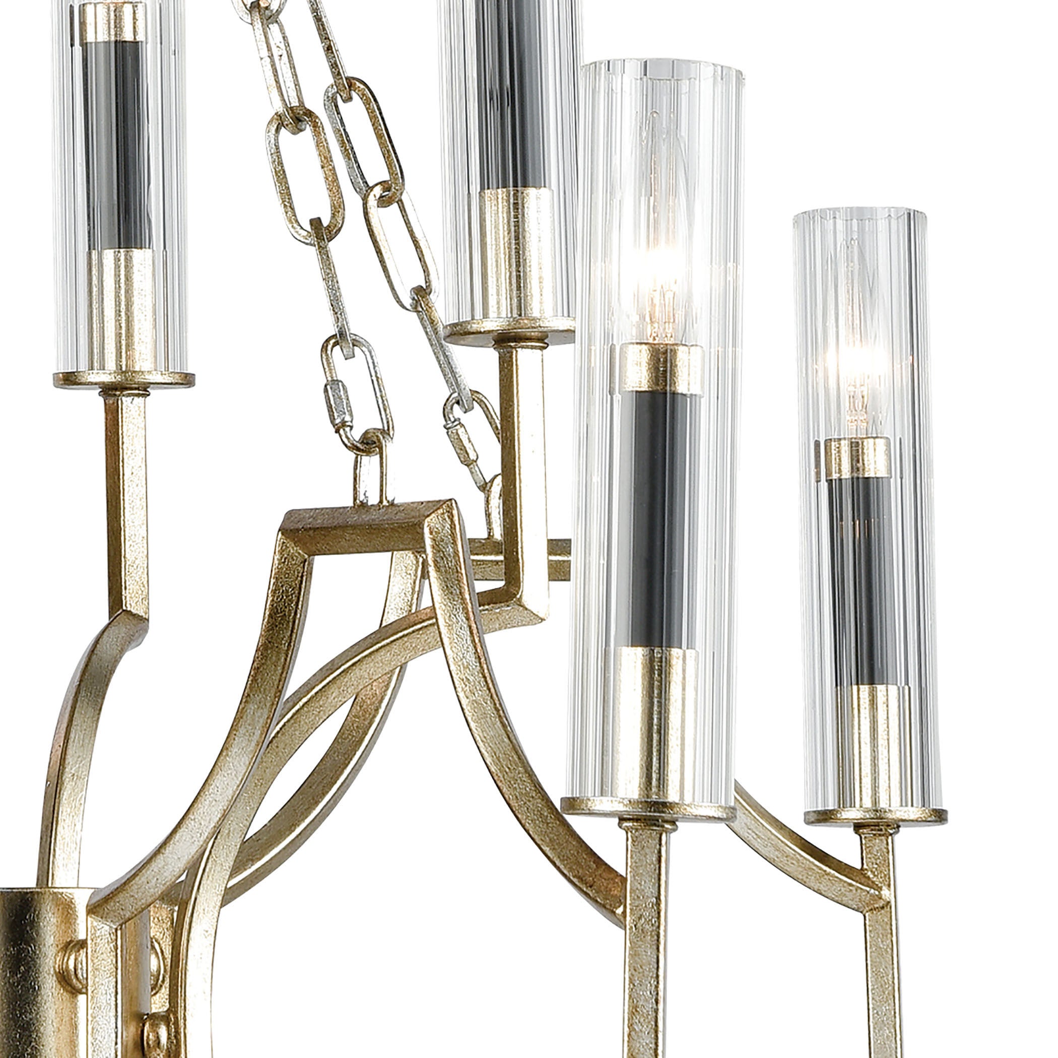 ELK Lighting 33045/8 Sylvanna 8-Light Chandelier in Antique Silver Leaf and Dark Graphite with Clear Crystal