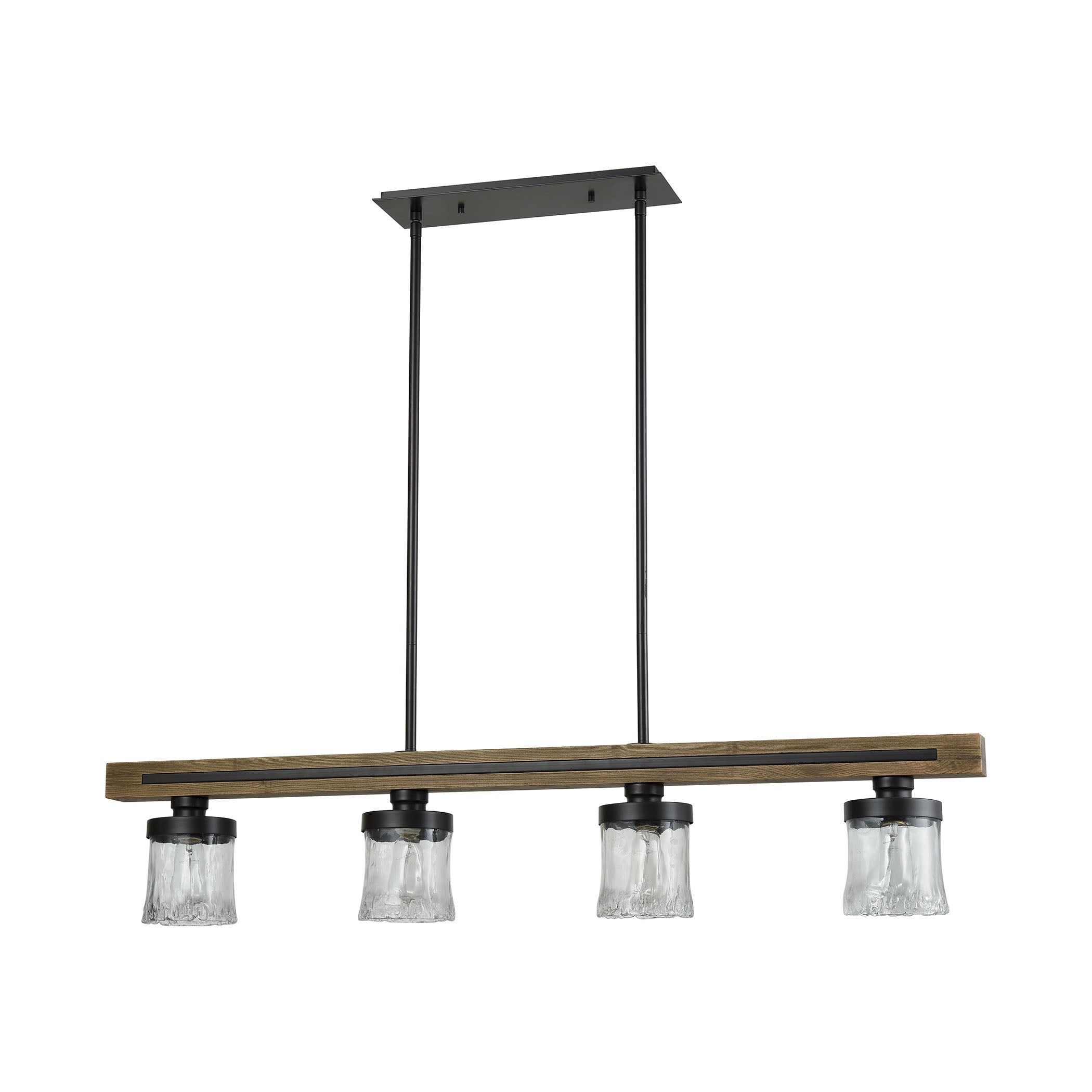 ELK Lighting 33071/4 Timberwood 4-Light Island Light in Oil Rubbed Bronze with Clear Hand-formed Glass