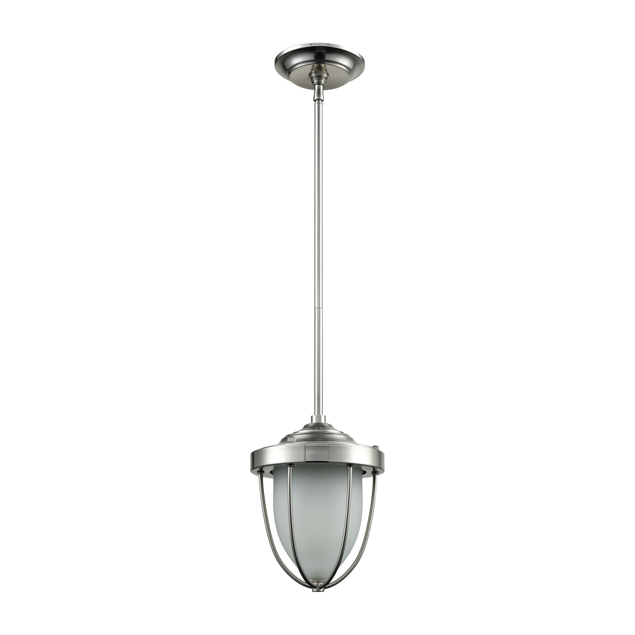 ELK Lighting 33110/1 Sturgis 1-Light Mini Pendant in Satin Nickel with Frosted Blown Glass