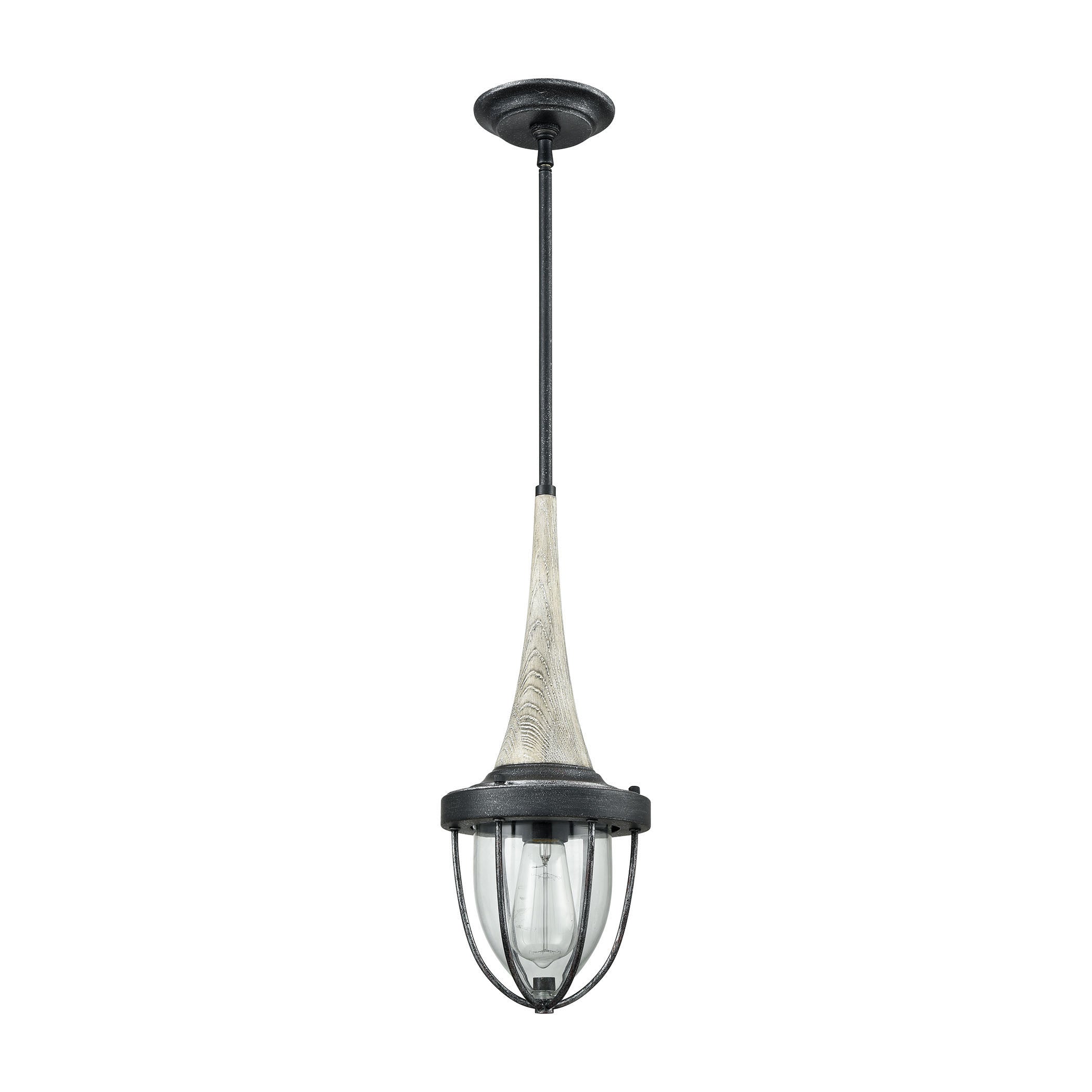 ELK Lighting 33130/1 Sturgis 1-Light Mini Pendant in Silvered Graphite with Clear Blown Glass