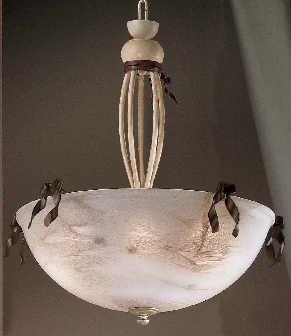 Classic Lighting 3650 IB Belluno Wrought Iron Pendant in Ivory/Brown (Imported from Italy)
