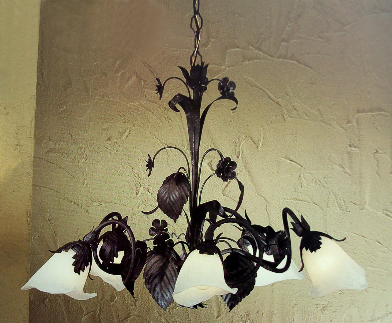 Classic Lighting 3725 R Floral Wrought Iron Chandelier in Rust (Imported from Italy)