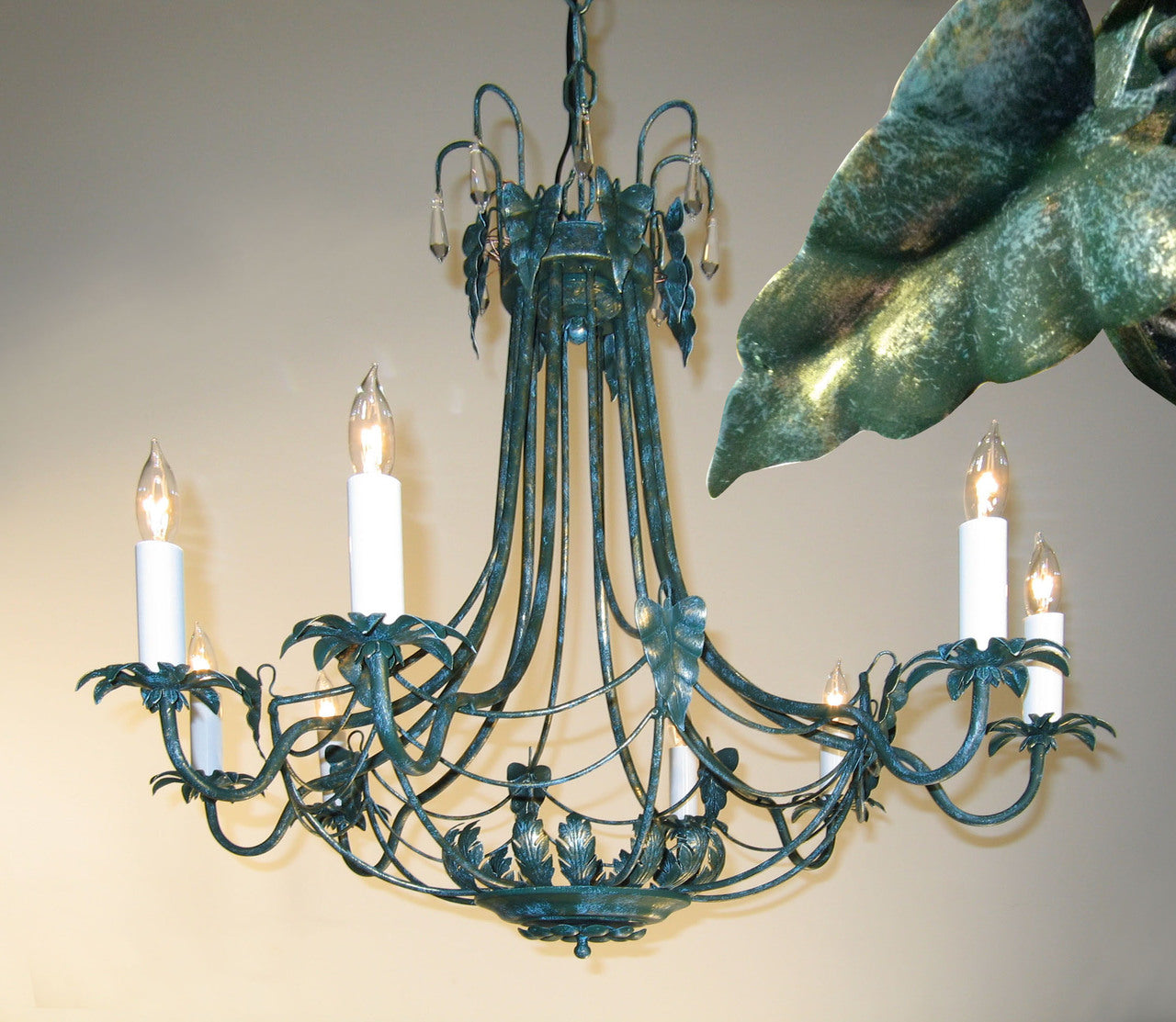 Classic Lighting 3758 V CP Wrought Iron Crystal Chandelier in Verde (Imported from Italy)