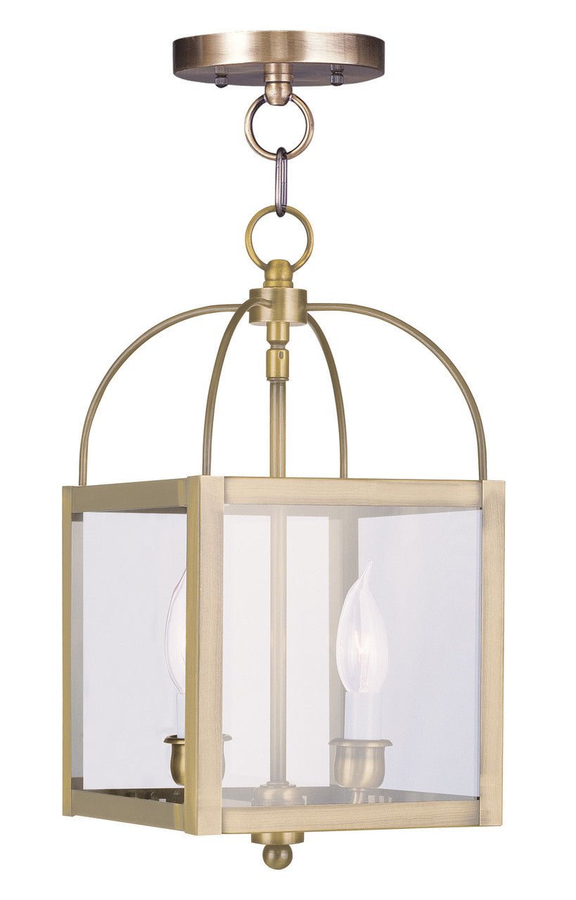 LIVEX Lighting 4041-01 Milford Convertible Chain Hung/Flushmount in Antique Brass (2 Light)