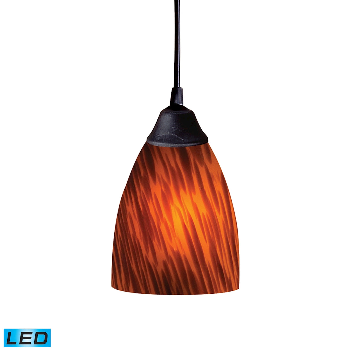 ELK Lighting 406-1ES-LED Classico 1-Light Mini Pendant in Dark Rust with Espresso Glass - Includes LED Bulb