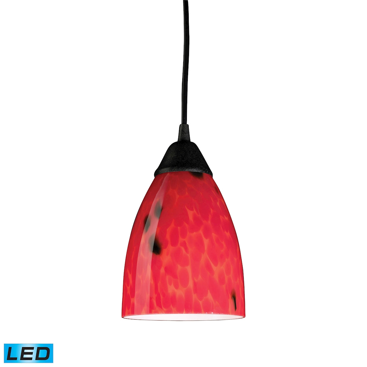 ELK Lighting 406-1FR-LED Classico 1-Light Mini Pendant in Dark Rust with Fire Red Glass - Includes LED Bulb
