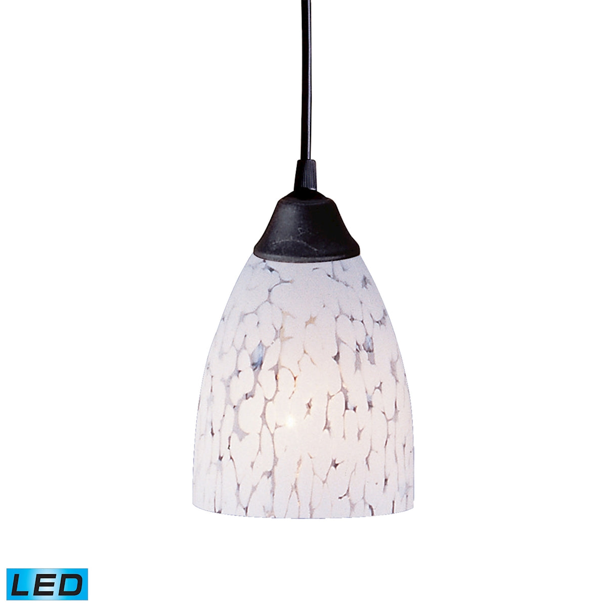 ELK Lighting 406-1SW-LED Classico 1-Light Mini Pendant in Dark Rust with Snow White Glass - Includes LED Bulb