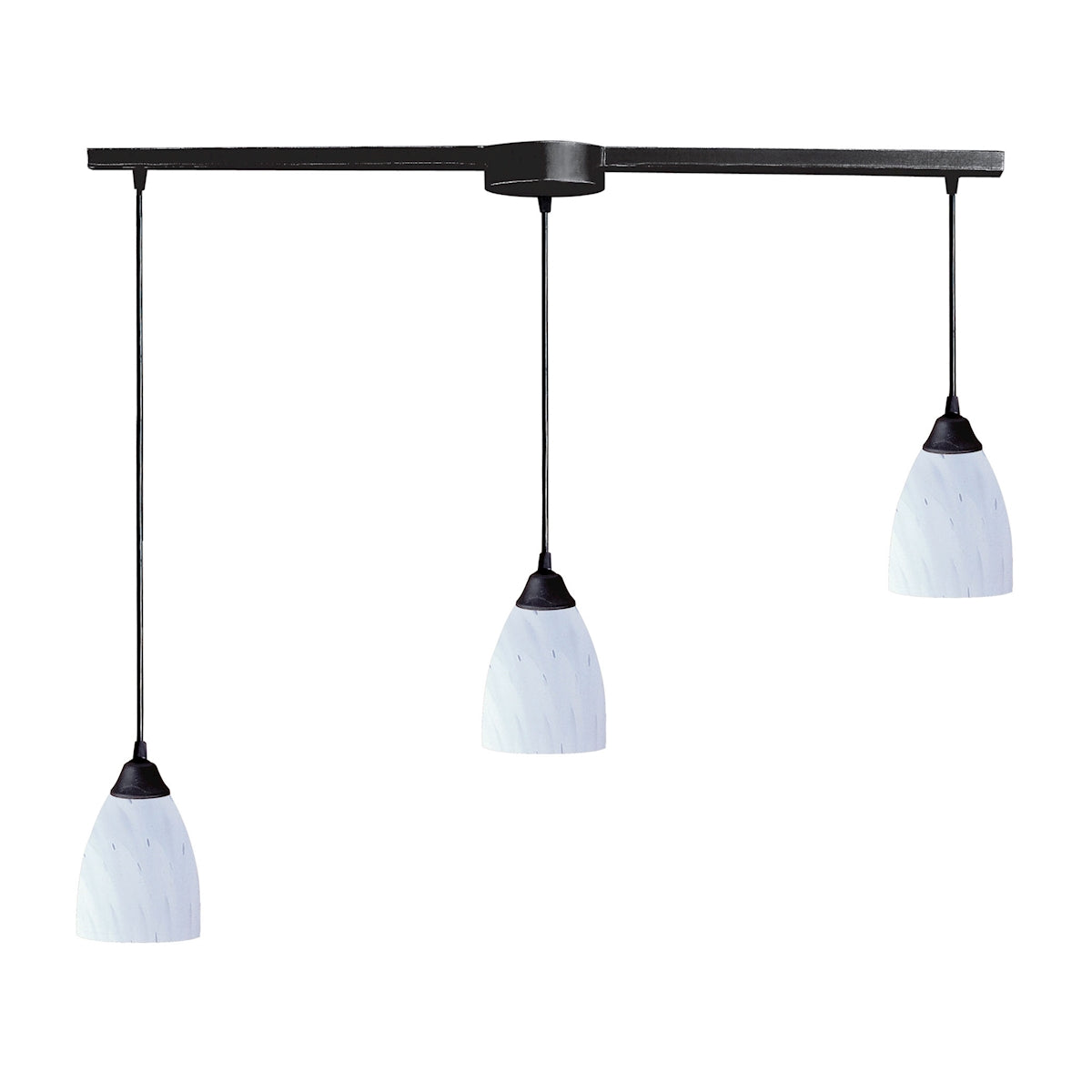 ELK Lighting 406-3L-WH Classico 3-Light Linear Pendant Fixture in Dark Rust with Simple White Glass