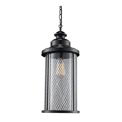 Trans Globe Lighting 40745 BK 16" Outdoor Black Industrial  Hanging Lantern