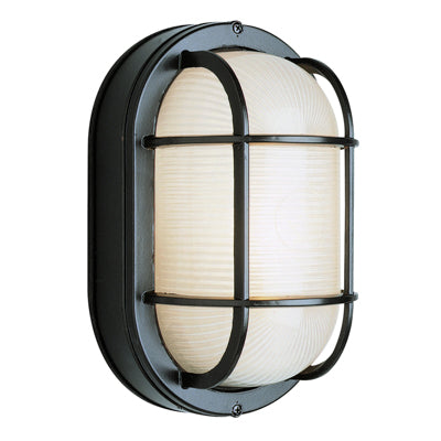 Trans Globe Lighting 41005 BK 8.5" Outdoor Black Metal Nautical Bulkhead with Frosted Glass