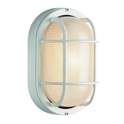 Trans Globe Lighting 41005 WH 8.5" Outdoor White Metal Nautical Bulkhead with Frosted Glass