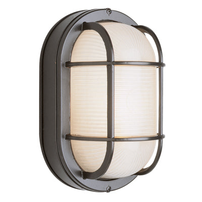 Trans Globe Lighting 41015 BK 11" Outdoor Black Metal Nautical Bulkhead with Frosted Glass