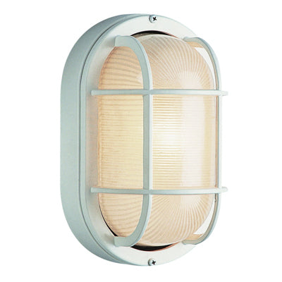 Trans Globe Lighting 41015 WH 11" Outdoor White Metal Nautical Bulkhead with Frosted Glass