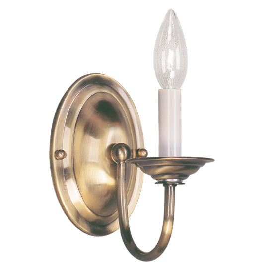 LIVEX Lighting 4151-01 Home Basics Wall Sconce in Antique Brass (1 Light)