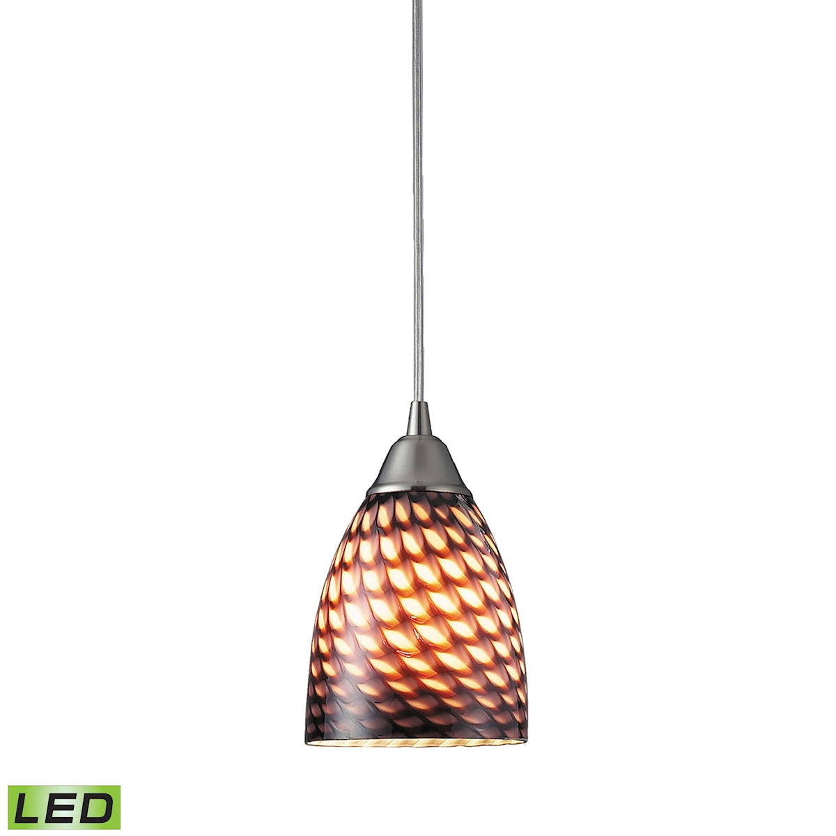 ELK Lighting 416-1C-LED Arco Baleno 1-Light Mini Pendant in Satin Nickel with Coco Glass - Includes LED Bulb