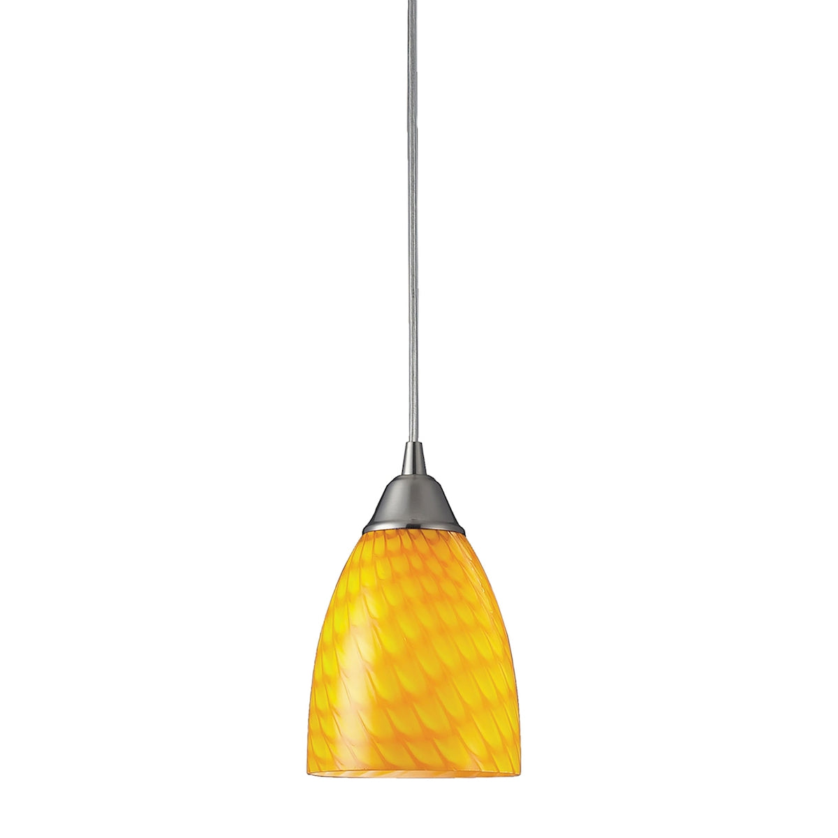 ELK Lighting 416-1CN Arco Baleno 1-Light Mini Pendant in Satin Nickel with Canary Glass