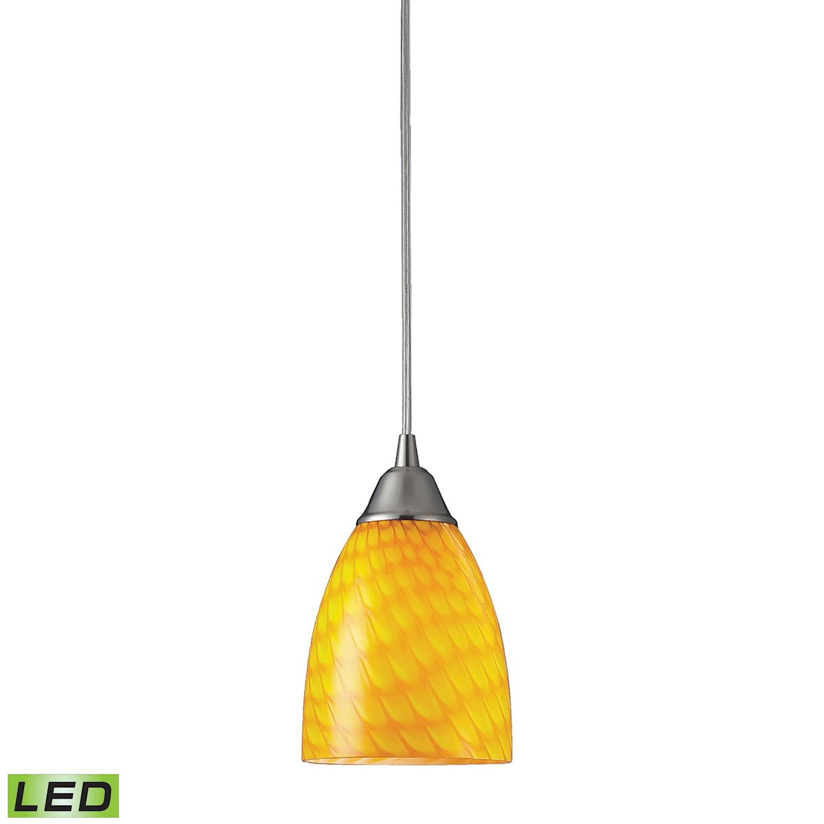 ELK Lighting 416-1CN-LED Arco Baleno 1-Light Mini Pendant in Satin Nickel with Canary Glass - Includes LED Bulb