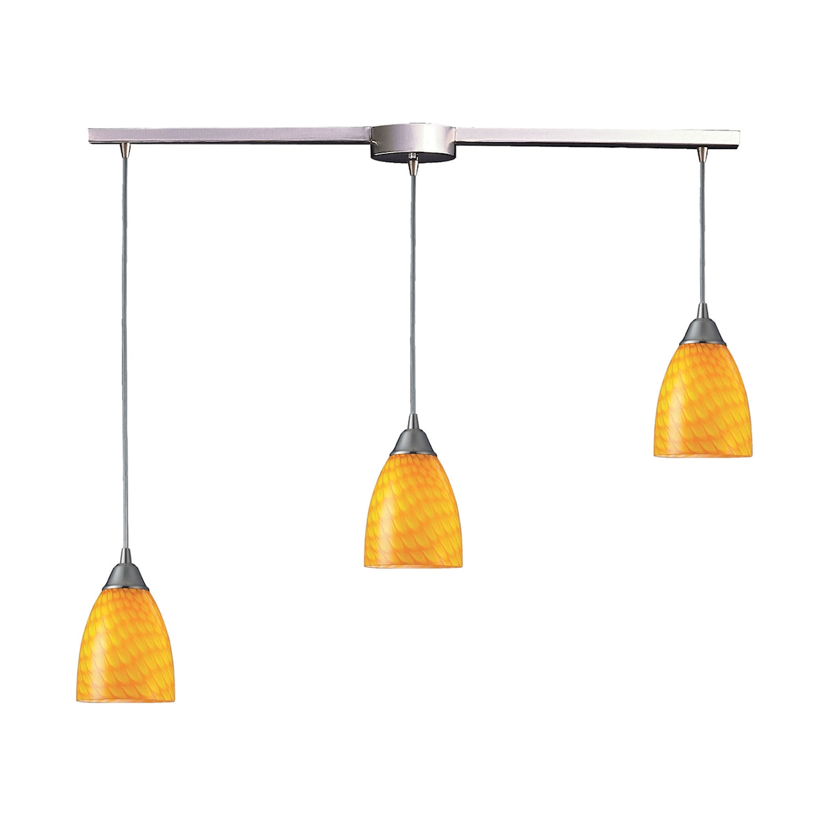 ELK Lighting 416-3L-CN Arco Baleno 3-Light Linear Pendant Fixture in Satin Nickel with Canary Glass