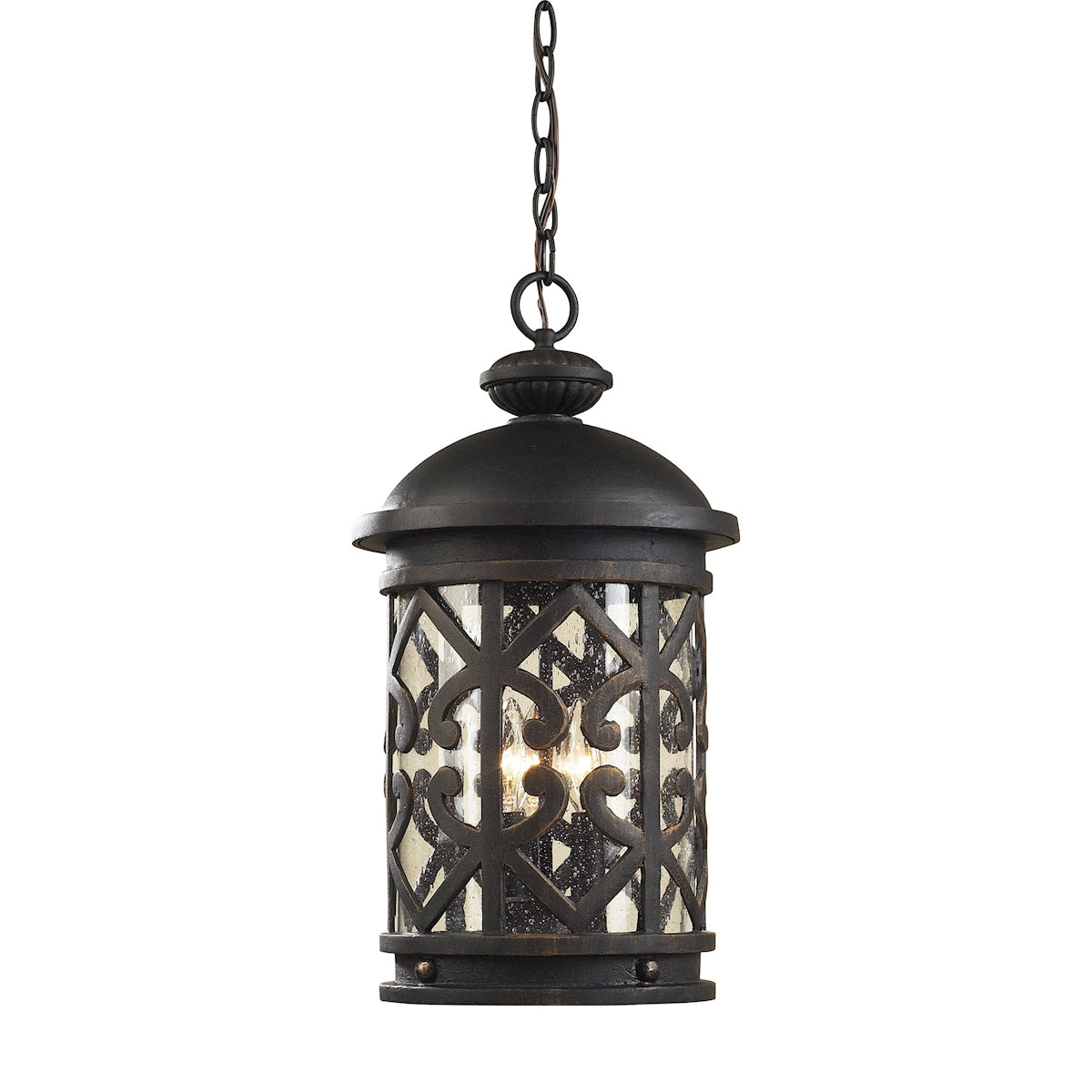 ELK Lighting 42063/3 Tuscany Coast 3-Light Outdoor Hanging Lantern in Weathered Charcoal