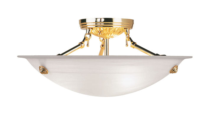 LIVEX Lighting 4273-02 Oasis Contemporary Flushmount in Polished Brass (3 Light)