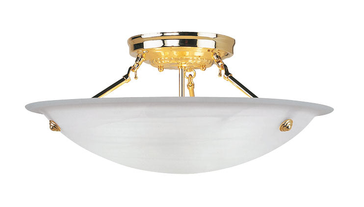 LIVEX Lighting 4274-02 Oasis Contemporary Flushmount in Polished Brass (3 Light)