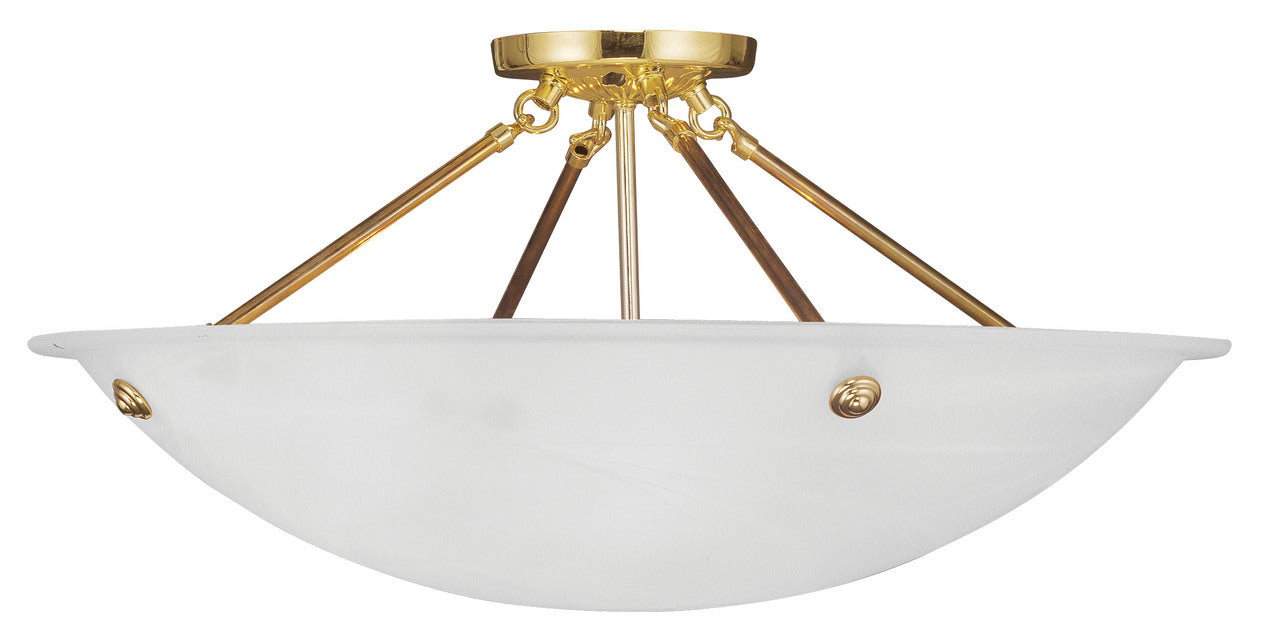 LIVEX Lighting 4275-02 Oasis Contemporary Flushmount in Polished Brass (4 Light)