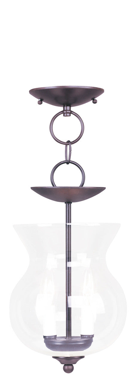 LIVEX Lighting 4393-07 Home Basics Convertible Chain Hung/Flushmount in Bronze (2 Light)