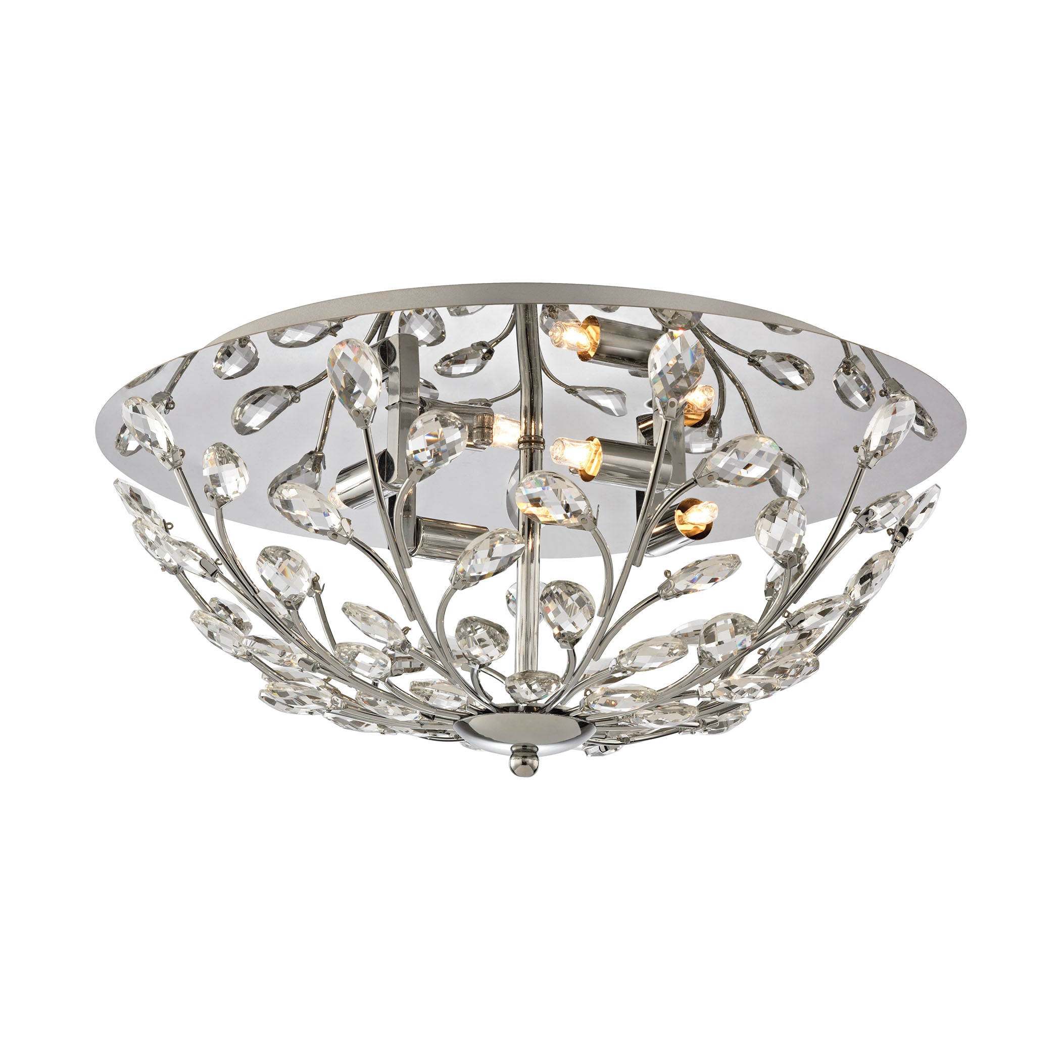 ELK Lighting 45261/4 Crystique 4-Light Flush Mount in Polished Chrome with Branch Metalwork and Clear Crystal