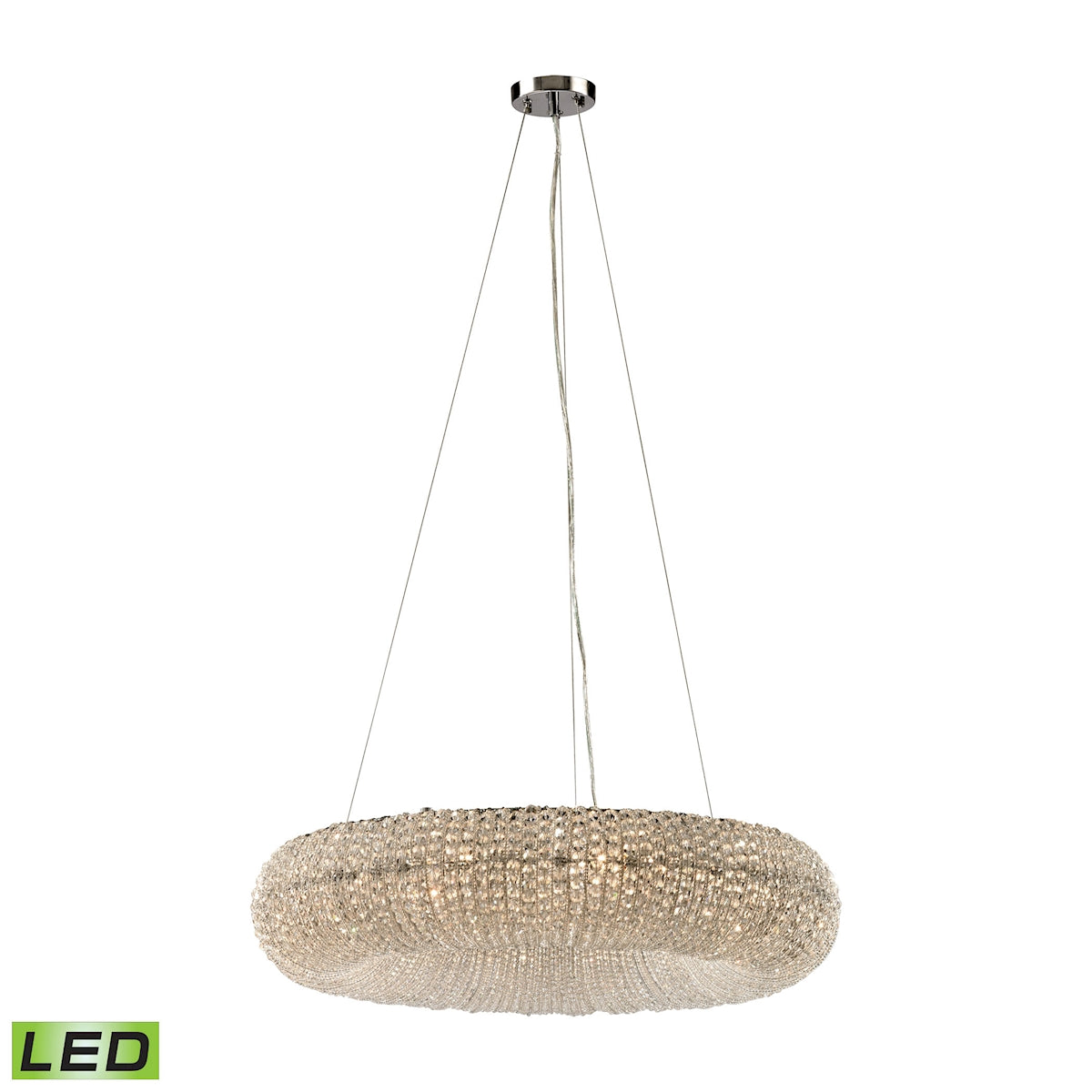 ELK Lighting 45292/10-LED Crystal Ring 10-Light Chandelier in Chrome with Clear Crystal Beads - Includes LED Bulbs