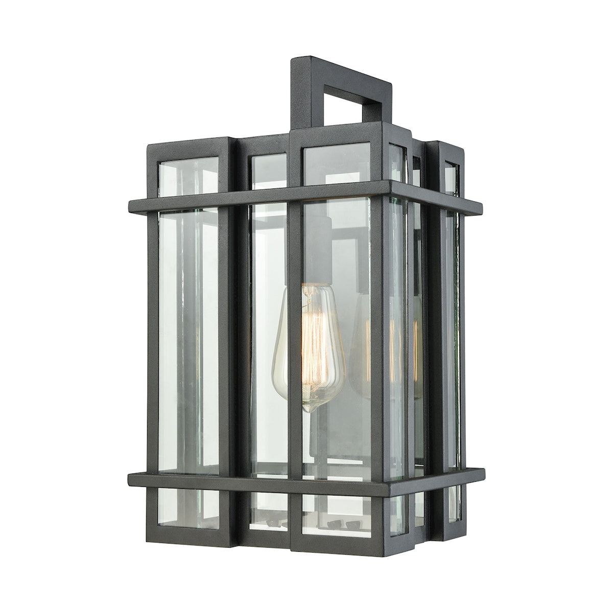 ELK Lighting 45315/1 Glass Tower 1-Light Outdoor Sconce in Matte Black