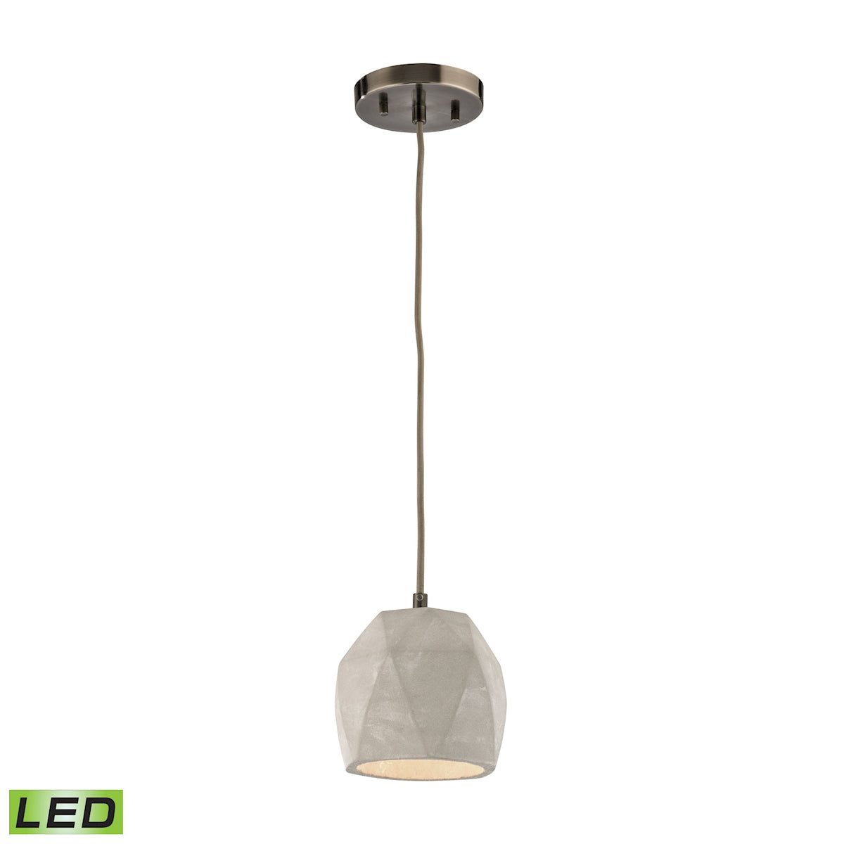 ELK Lighting 45330/1-LED Urban Form 1-Light Mini Pendant in Black Nickel with Natural Concrete Shade - Includes LED Bulb