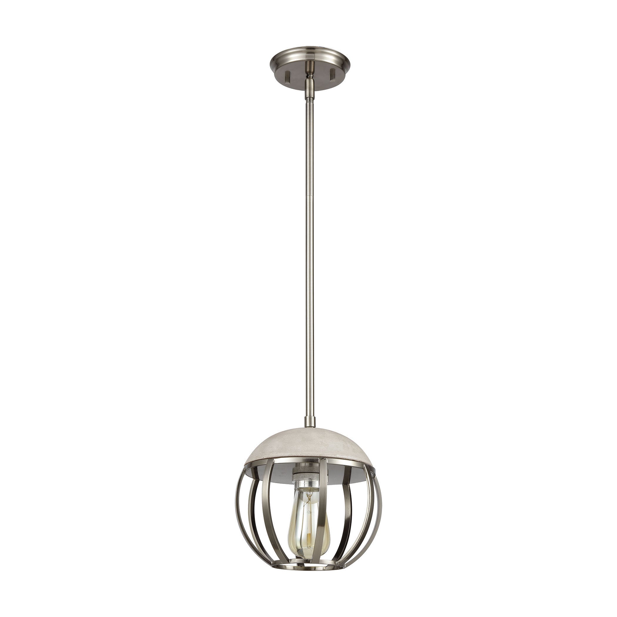 ELK Lighting 45337/1 Urban Form 1-Light Mini Pendant in Brushed Black Nickel with Concrete and Metal Cage