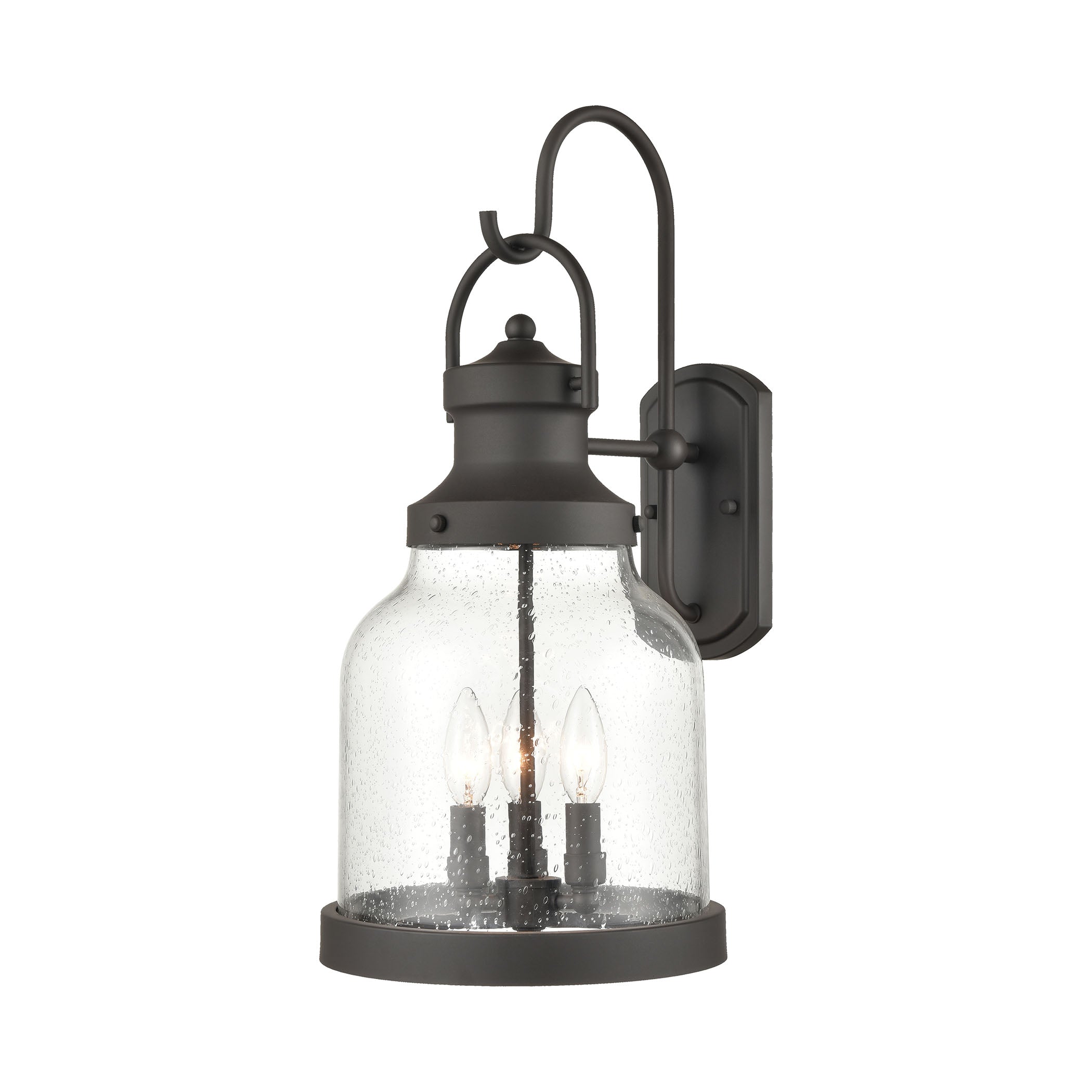 ELK Lighting 45422/3 Renford 3-Light Outdoor Sconce in Architectural Bronze with Seedy Glass