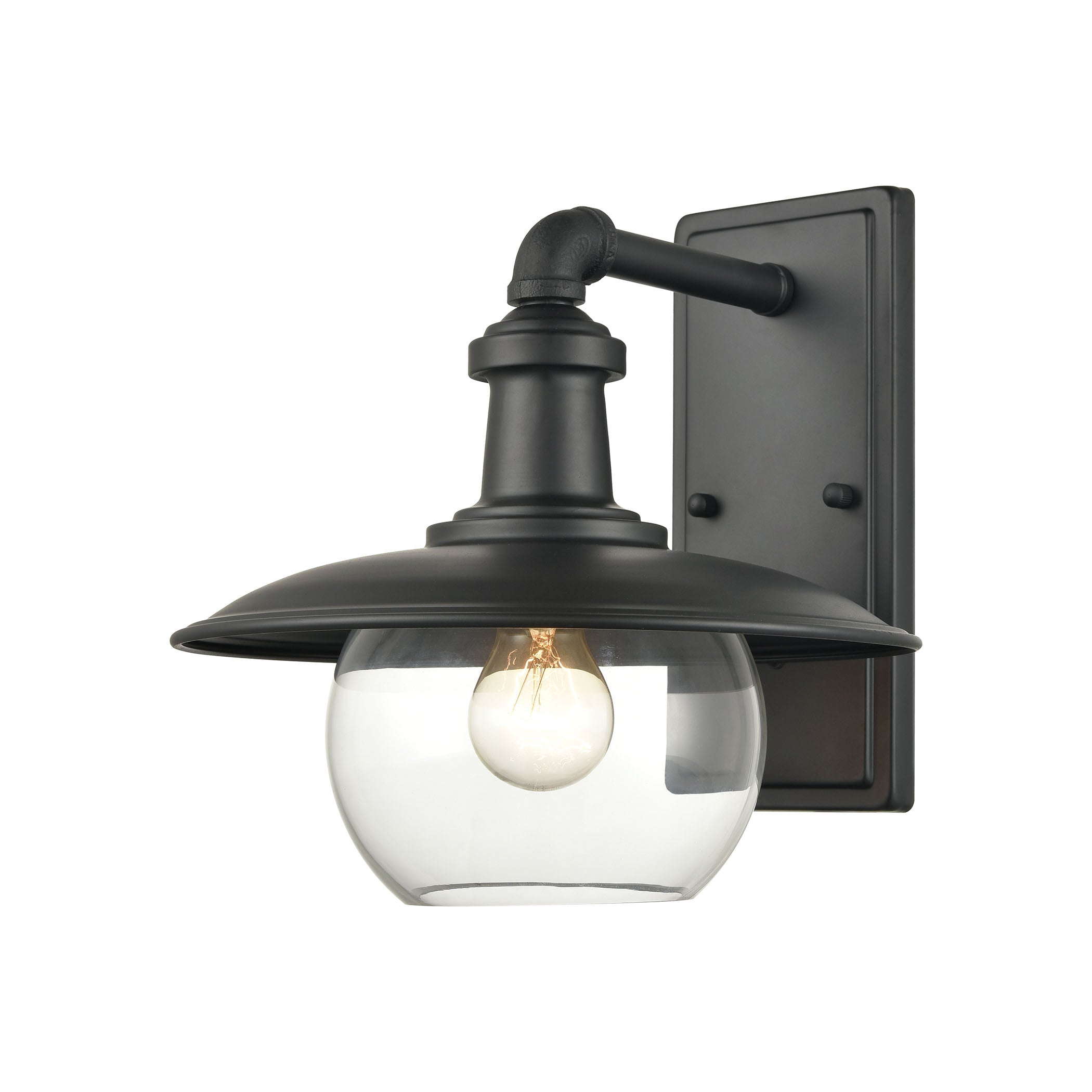 ELK Lighting 45430/1 Jackson 1-Light Outdoor Sconce in Matte Black with Clear Glass