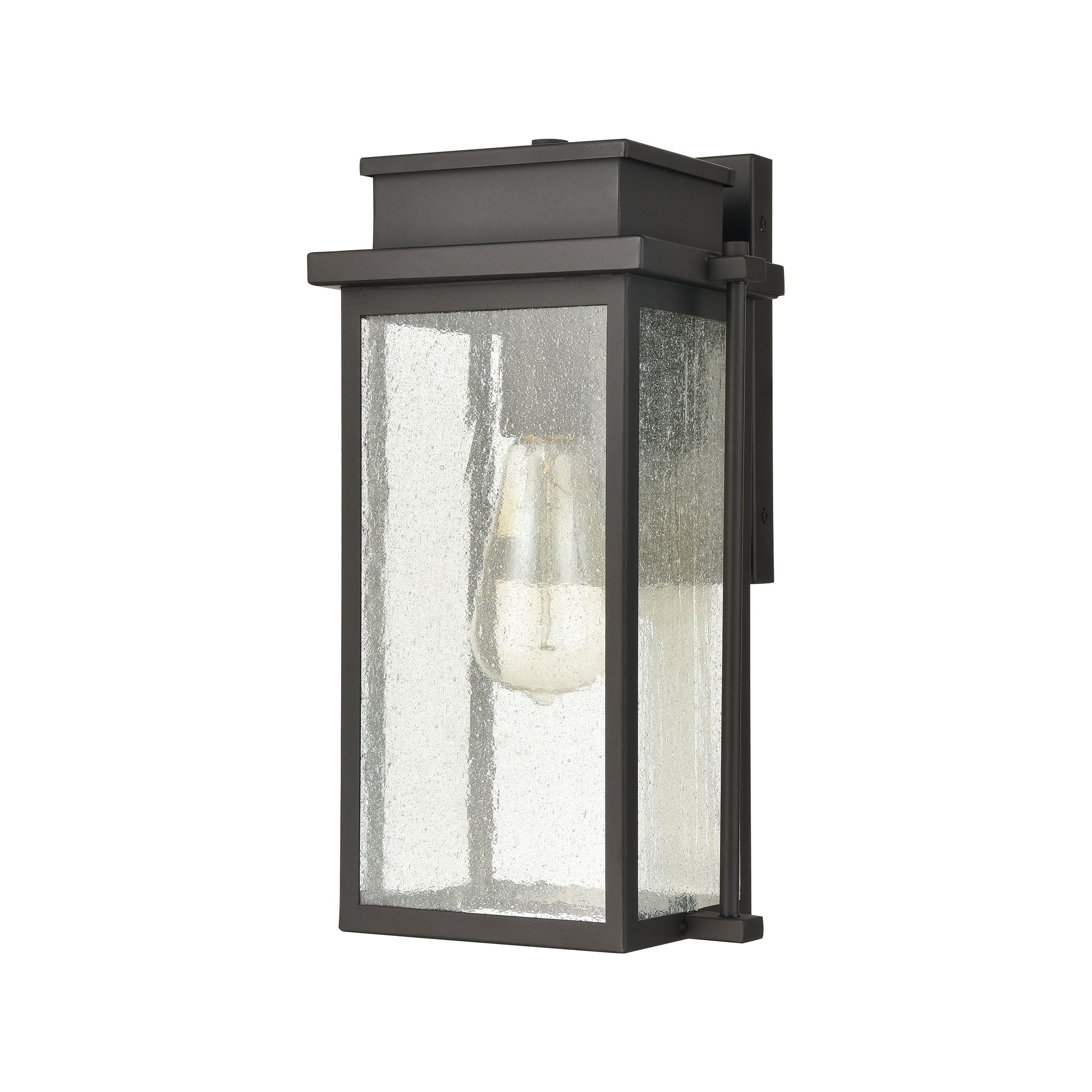 ELK Lighting 45440/1 Braddock 1-Light Outdoor Sconce in Architectural Bronze with Seedy Glass Enclosure