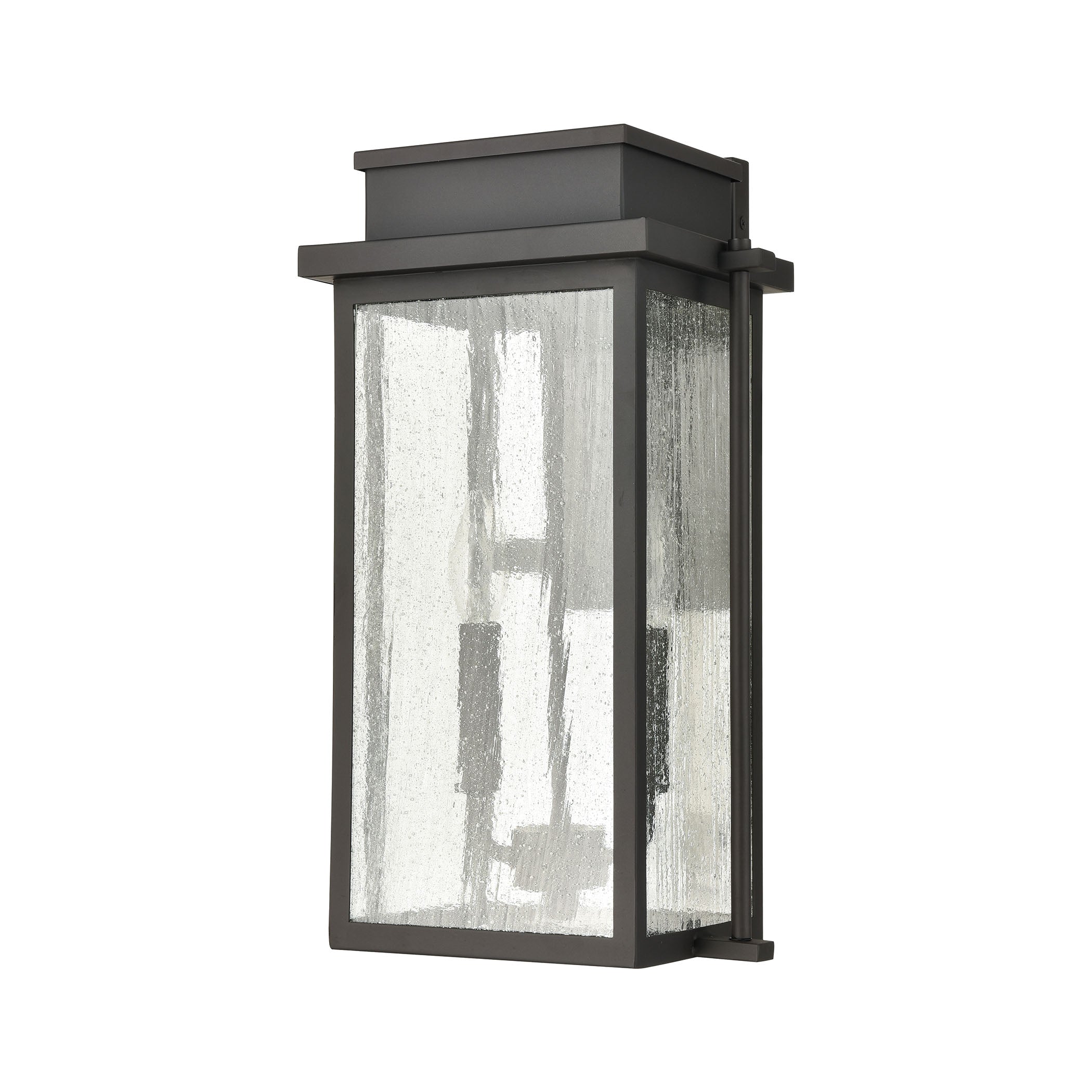 ELK Lighting 45441/2 Braddock 2-Light Outdoor Sconce in Architectural Bronze with Seedy Glass Enclosure