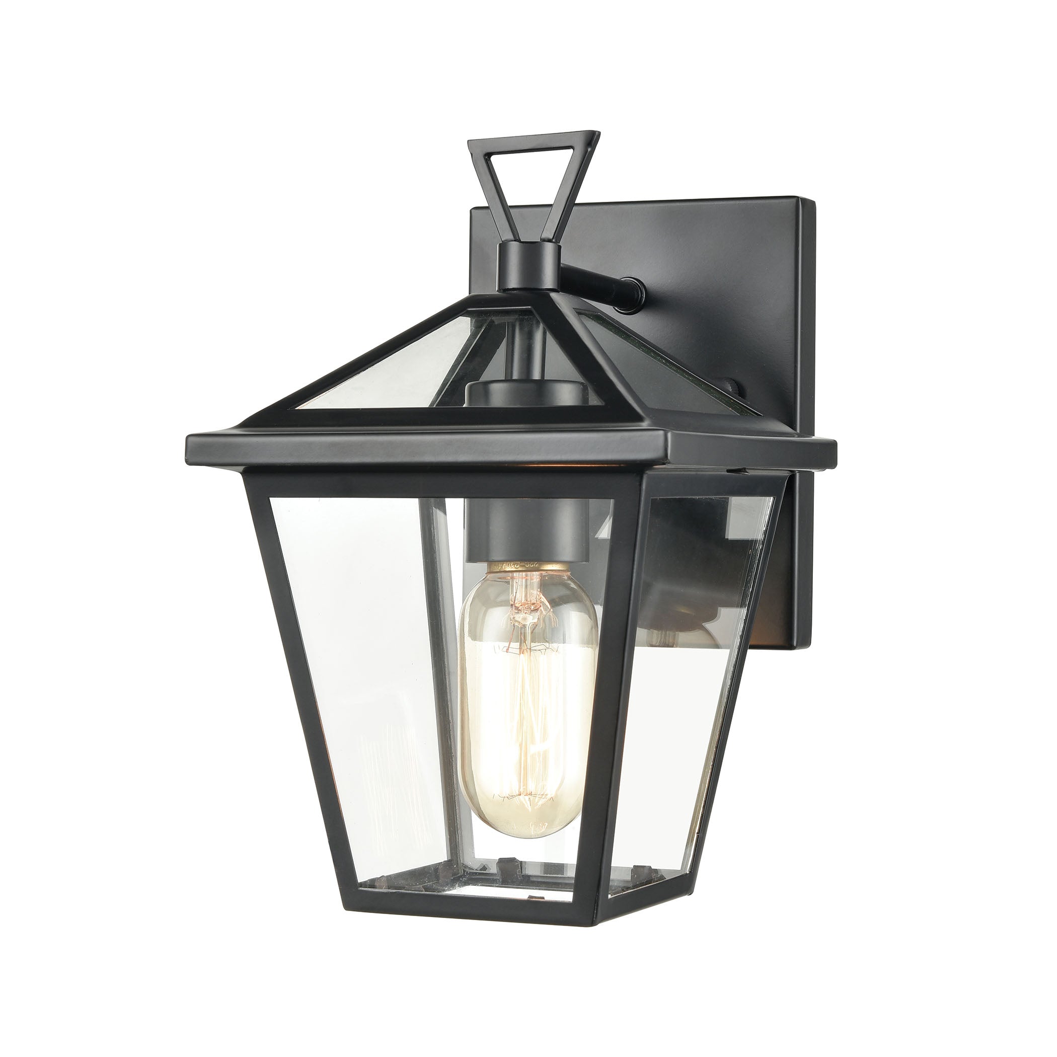 ELK Lighting 45470/1 Main Street 1-Light Outdoor Sconce in Black with Clear Glass Enclosure